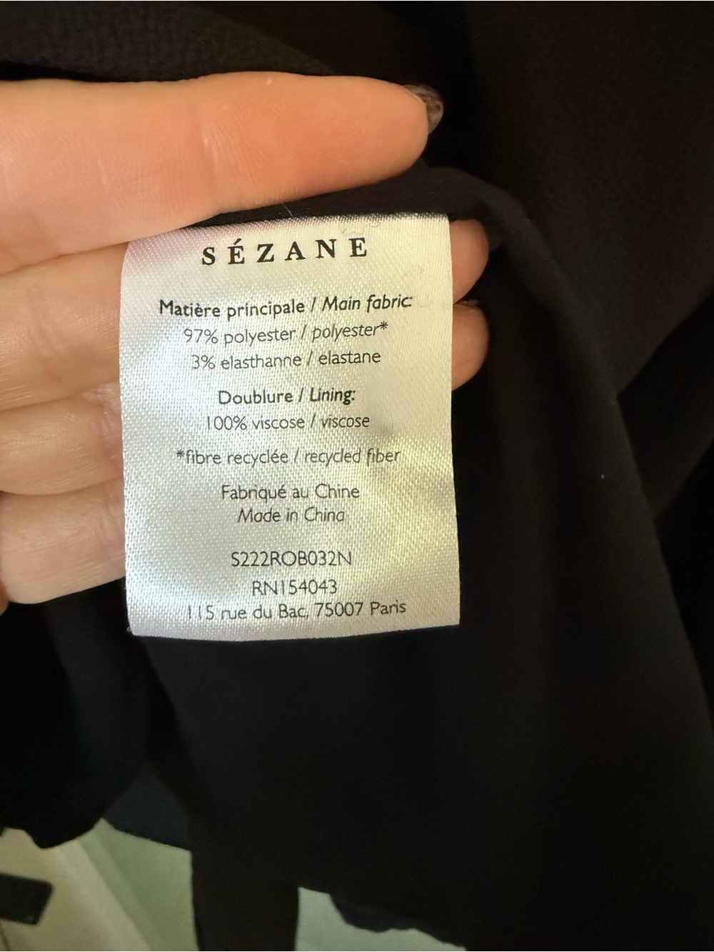 Sezane Black Mini Dress with Long Sleeves - Picture 7 of 8